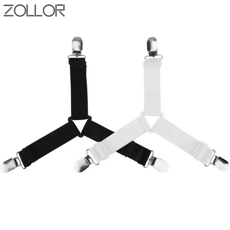 

ZOLLOR 4pcs/set Multifunction Bed Sheet Fasteners Anti-skid Clasp Bedspreads Linen Tablecloths Fixed Clip Elasticized Buckle