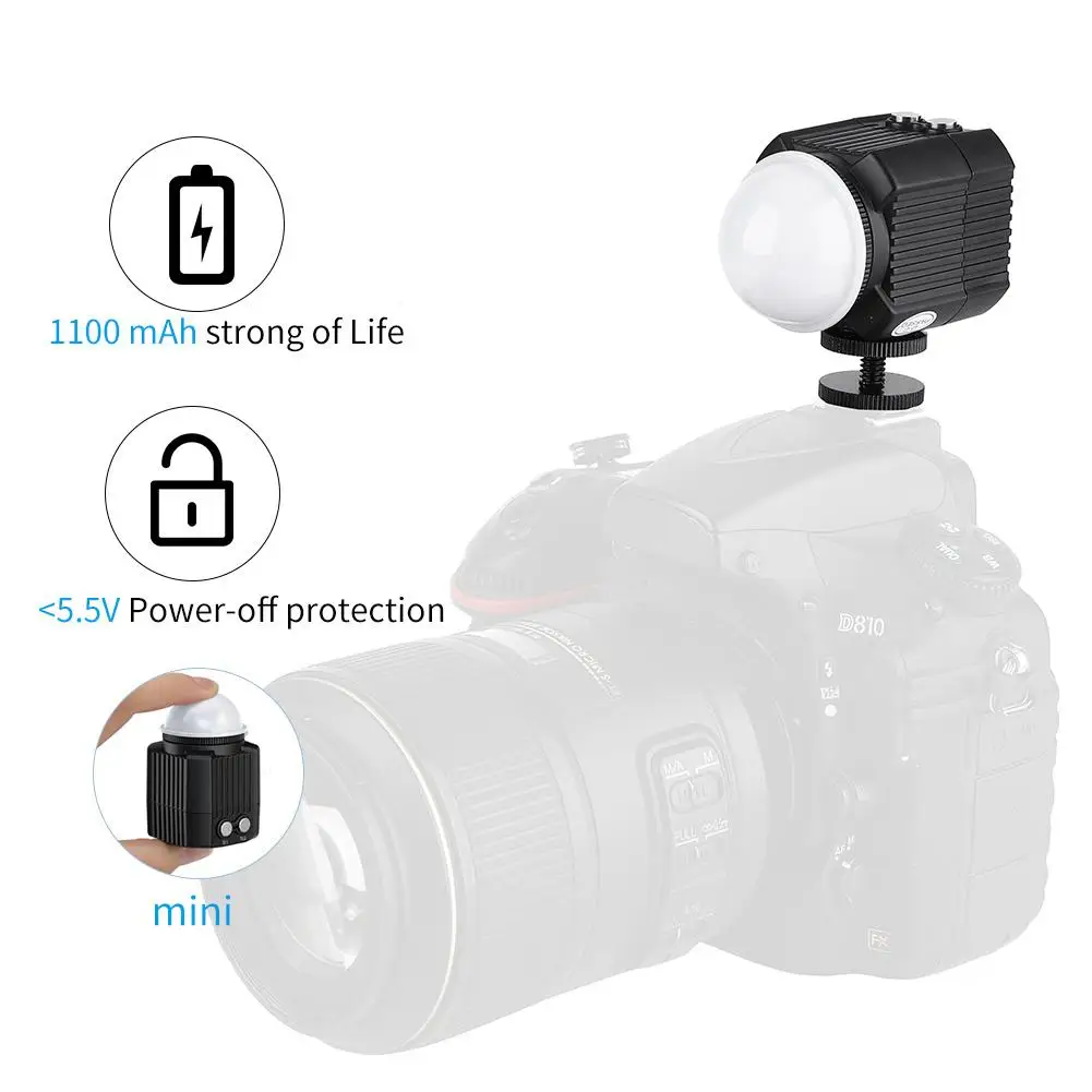 

Mini 60m Waterproof LED Camera Video Fill Light for DSLR Action Camera Phone 2019 New
