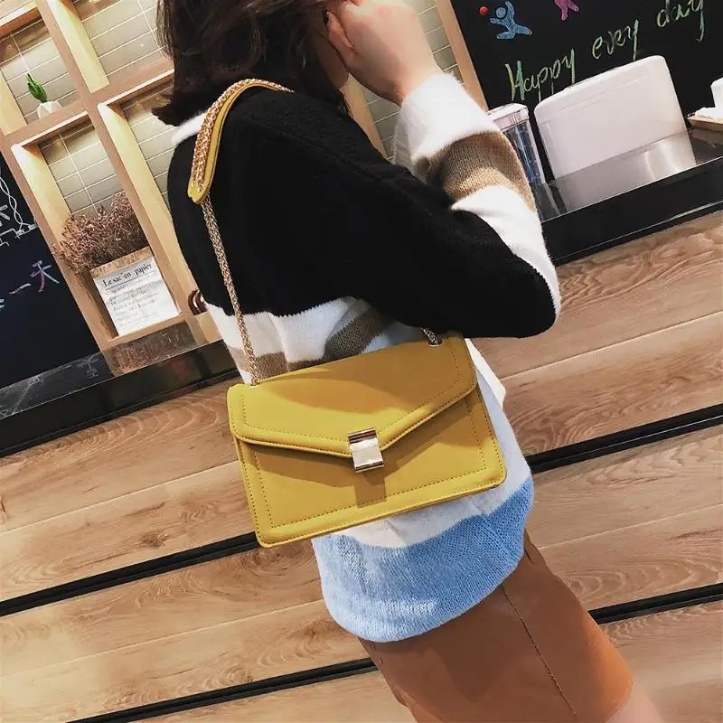 

Retro Fashion Female Square Bag 2019 New High quality Matte PU leather Women's Designer Handbag Chain Shoulder Messenger Bags