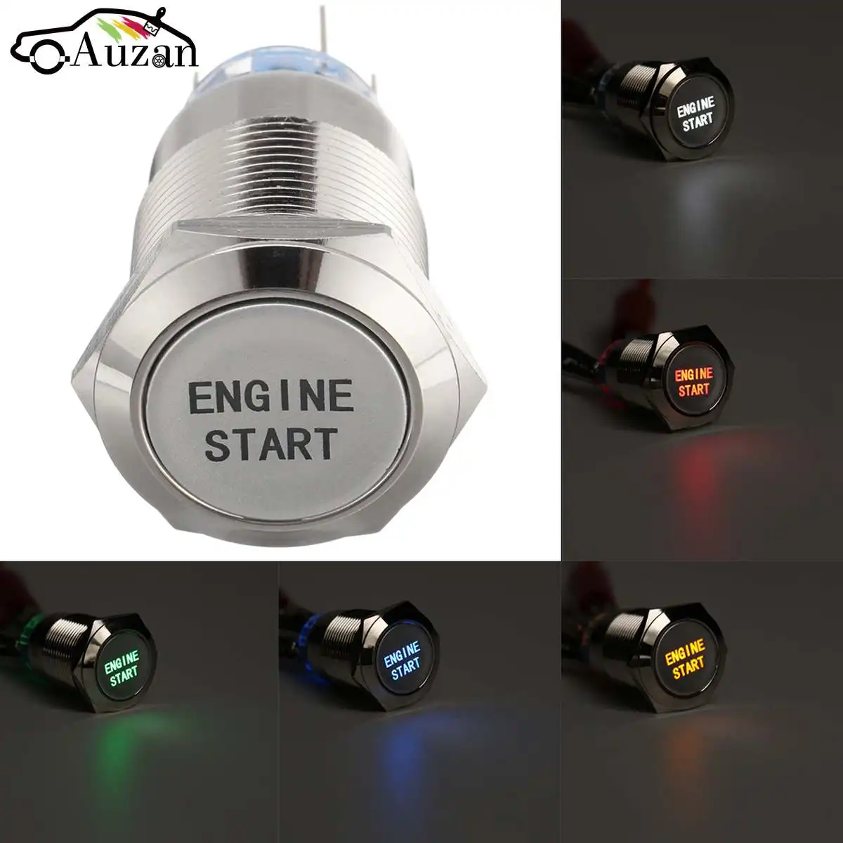 

12V 19MM Waterproof Car AUTO Metal Momentary Engine Start Push Button Switch LED 5 Colors