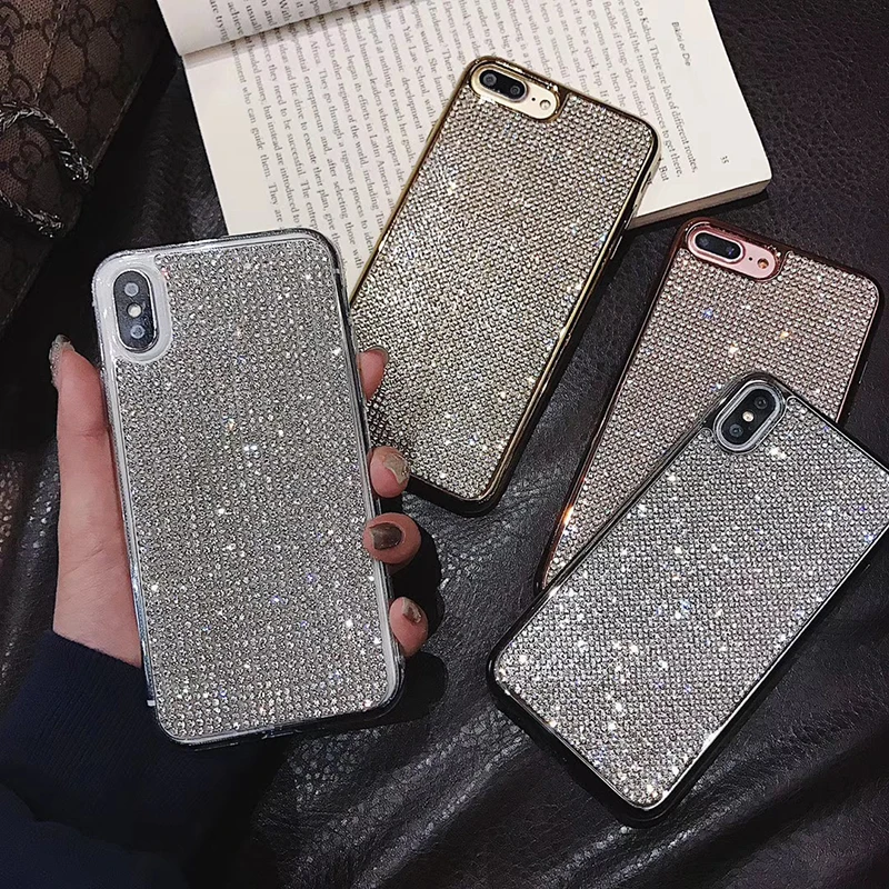 

Bling Rhinestone Diamond Soft Silicone Case For iPhone 8 Plus 7 XS XR Luxury Glitter Bling Back Cover For iphone 6 6s 7 8 plus