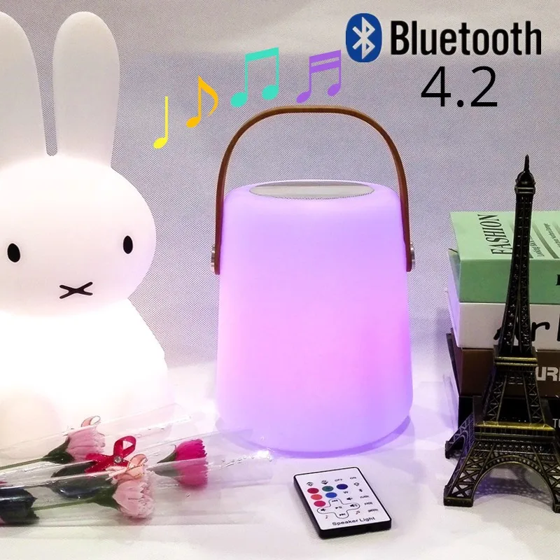 Беспроводной RGB Bluetooth динамик светильник светодиодный ночник перезаряжаемый музыкальный плеер дистанционное управление Портативный Ручка вечерние светильник для кемпинга