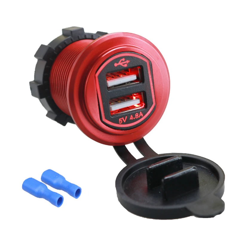 12-24 V 4.8A المزدوج منفذ USB للسيارة مقبس شاحن محول للجوال هاتف محمول للماء شاحن USB مزدوج 2 منافذ الطاقة المقبس