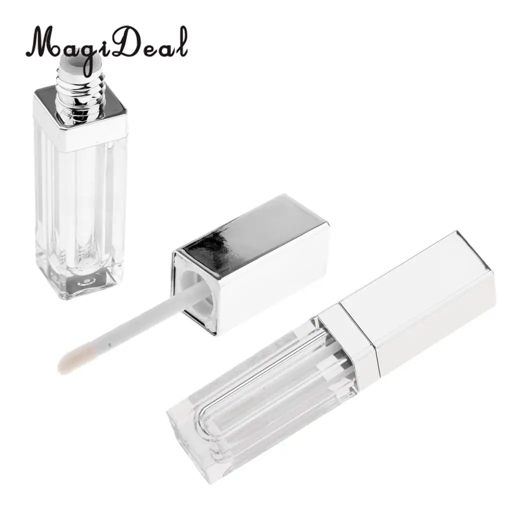 

2pcs 3ml Clear Mini Lip Gloss Tube Empty Lip Balm Bottle Cosmetic Lipgloss Tubes Travel Container with Mirror for Lipstick