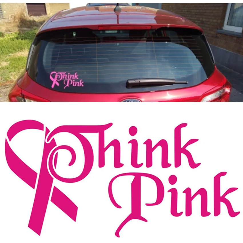 Наклейки на автомобиль Think Pink рак груди лента для женщин значок о раке розовая и