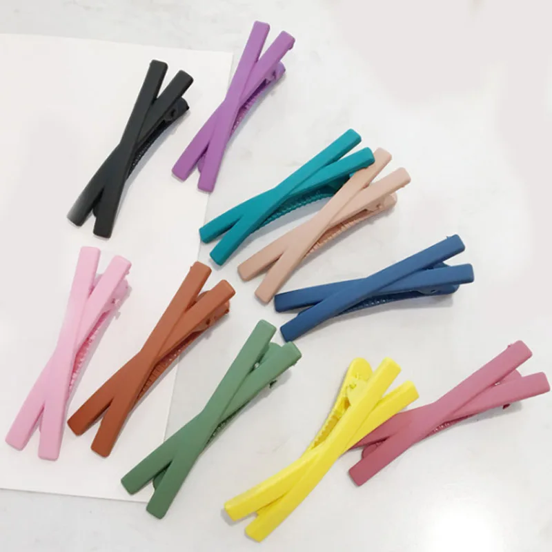 

Hot Sale 1PC Cross Hair Clip Unique Women Girls Candy Color Korean Hair Pins Headwear