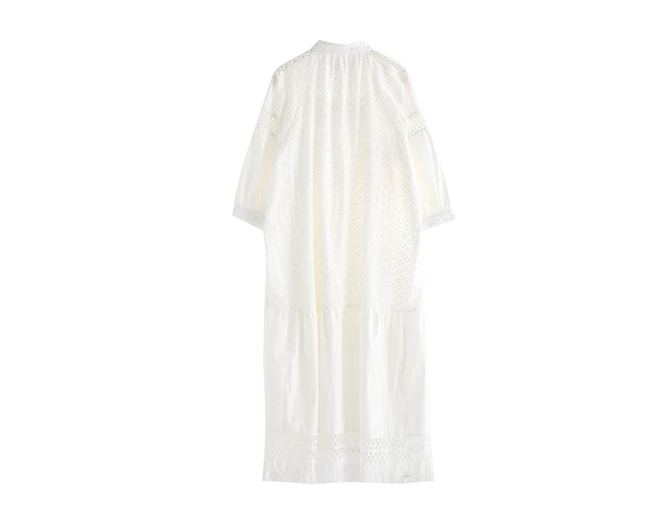 SuperAen кружевное пляжное платье, женское однотонное хлопковое богемное платье, Женская Весенняя Новая Европейская Женская одежда