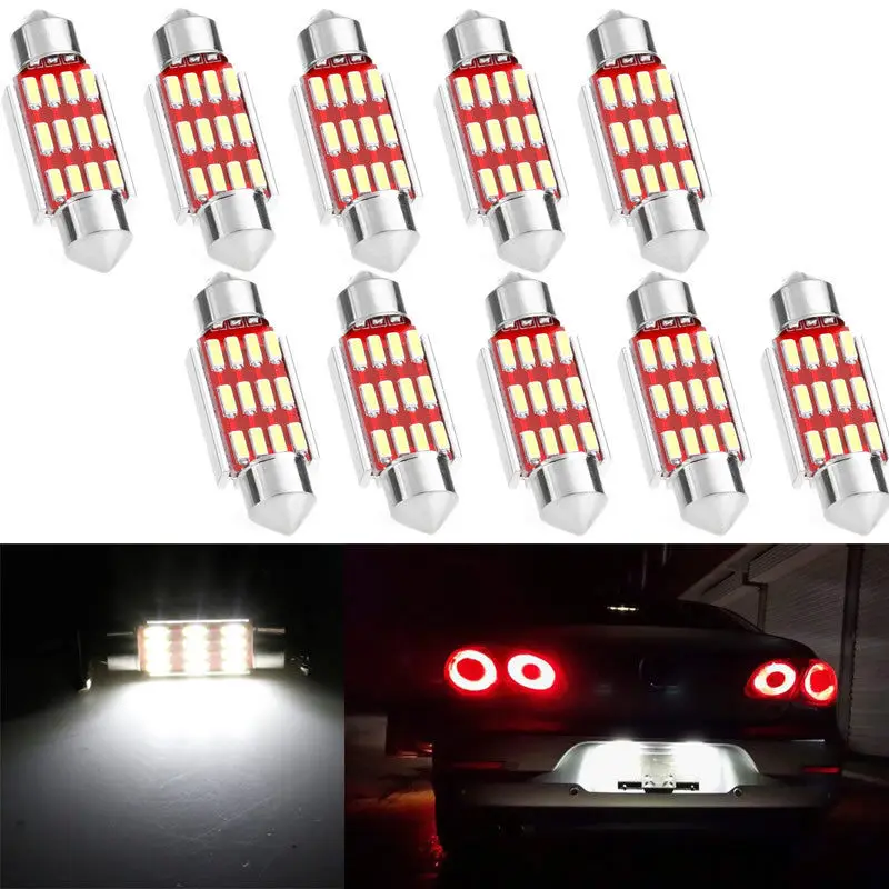 10 шт. 36 мм 12 В 3 Вт 6500K 260LM 4014 SMD белый фестон купол светодиодный светильник для