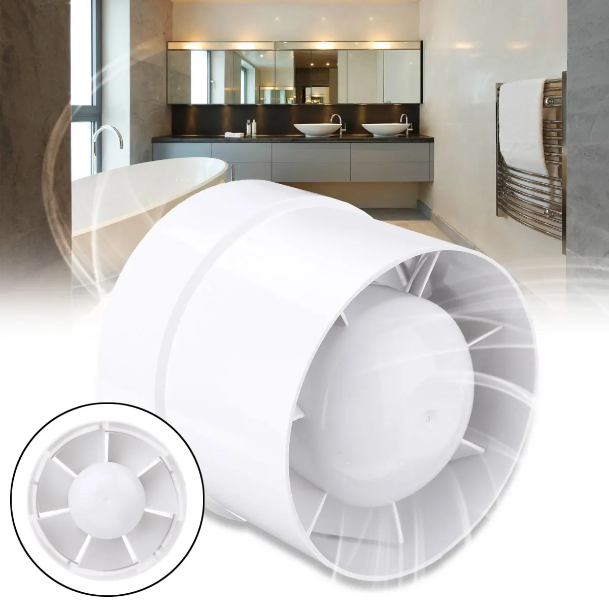 

4/5/6 Inch Inline Ducted Fan Booster Exhaust Extractor Fan Ventilator for Bathroom Bedroom Kitchen Livingroom Toilet Ventilation