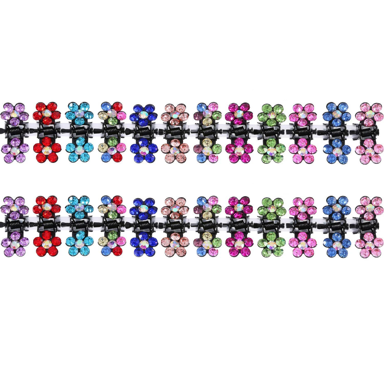 

60 Pieces Baby Girls Hair Claw Clips Crystal Rhinestone Mini Hair Clips Mix Colored Flower Hair Bangs Pin Kids Women Hair Acce