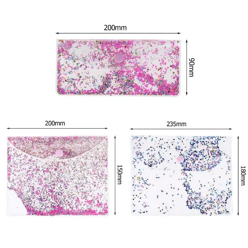 1 шт., прозрачный ПВХ держатель с блестками, сумка для файлов, водонепроницаемая сумка для макияжа, пенал, сумочка для макияжа, сумка для офисных принадлежностей, размеры s, m, l