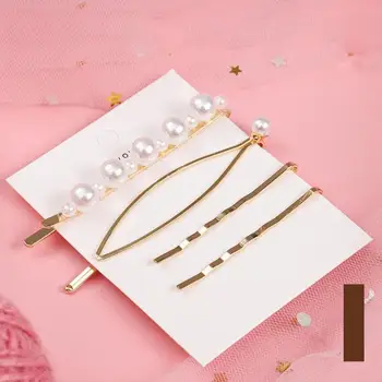 

Fashion Women Girls Imitation Pearl Hair Clips Hairpins Snap Barrette Alloy Hairgrip Hair Styling Tools Accessories Headdress