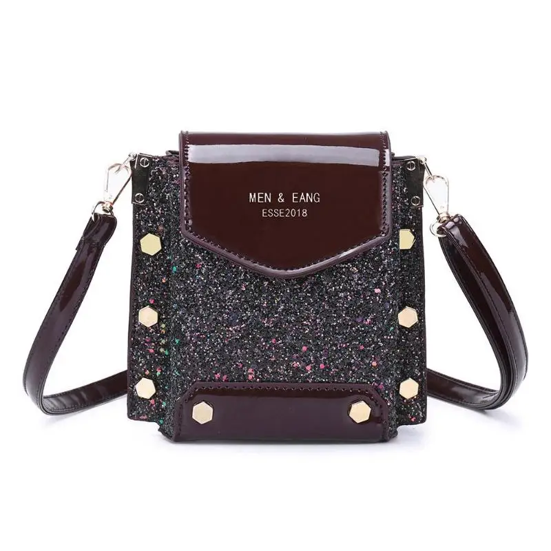 

Fashion Rivet Small Shoulder Messenger Handbags Women Matte Patent Leather Satchel Casual Glitter Crossbody Bags 2019 new