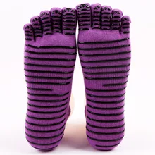 Профессиональный бренд Для женщин носки для йоги, пилатеса и хлопчатобумажной ткани на нескользящей подошве на пять пальцев Фитнес спортивные носки лодыжки сцепление прочный для занятий йогой Носки