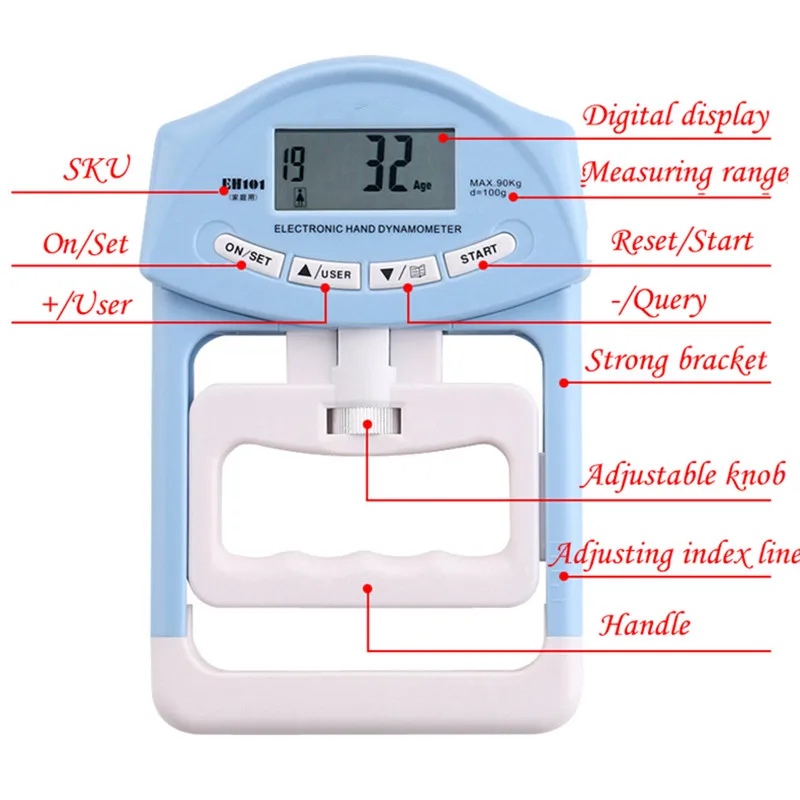 Электронный ручной динамометр цифровой Ручной Захват динамометр ручной захват измеритель силы автоматический захват ручной захват мощность 200Lbs/90 кг