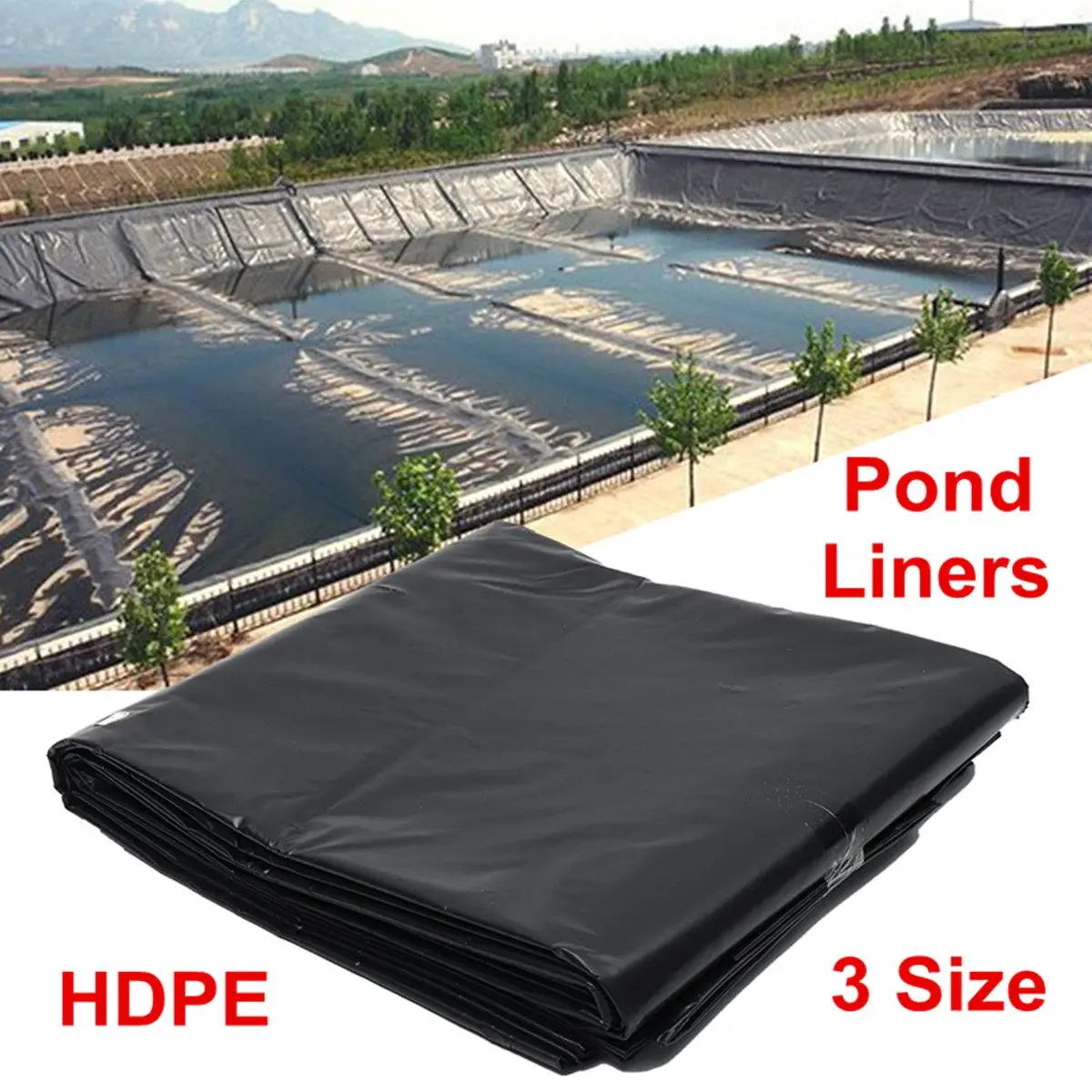 

3 Size Fish Pond Liner Garden Pools Reinforced HDPE Heavy Duty Professional Landscaping Pool Waterproof UV Resistant Liner Cloth