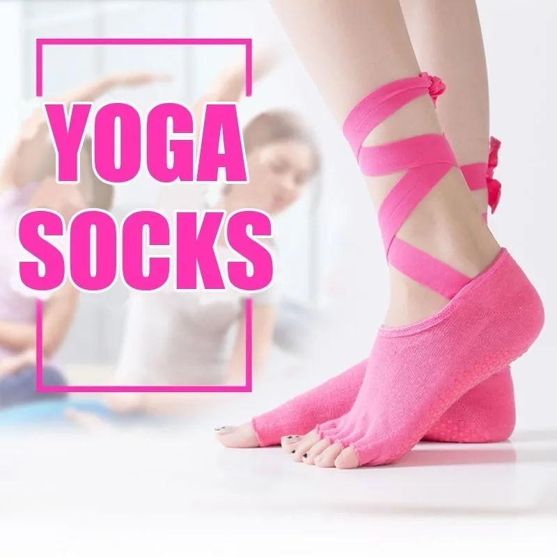 1 Pair Women Yoga Socks Bandage Pilates Ballet Finger Socks Anti slip