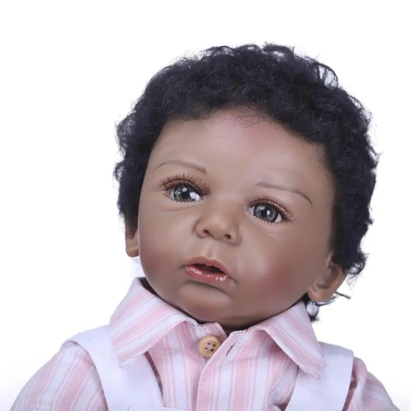 Реалистичные черные детские милые новорожденные виниловые подарочные силиконовые 20 ''куклы ручной работы пупсик+ одежда