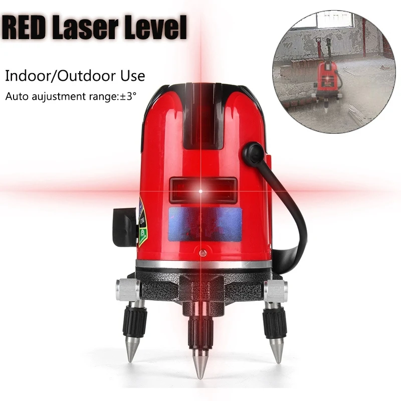 

New 2 Lines Red Laser Level 360 Degree Self-leveling Cross Laser Level Chargeable 532nm Red Cross Laser Lines Leveling Tools