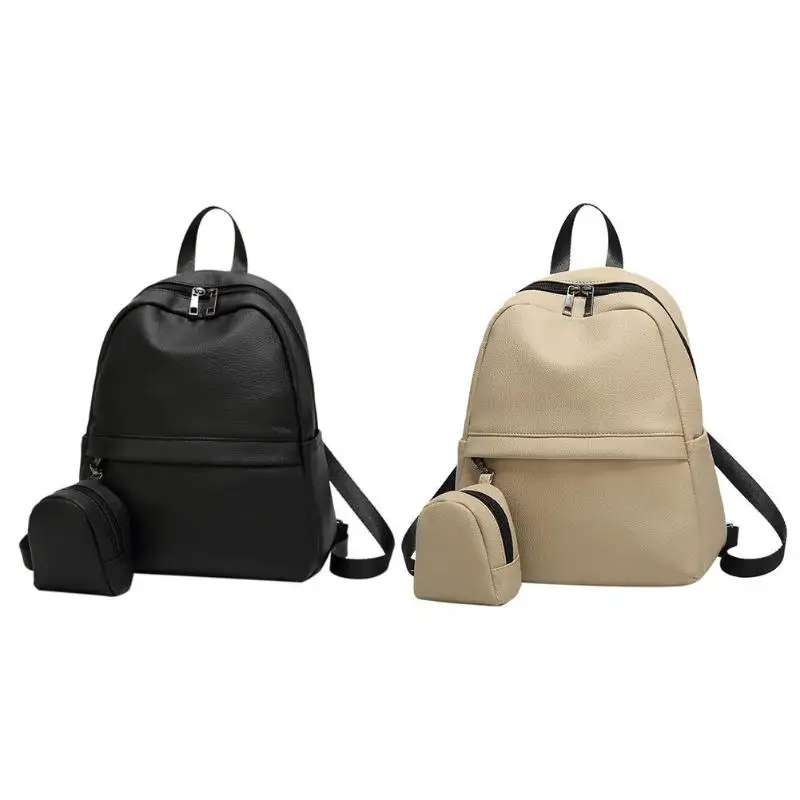 Best Fashion Women Girls PU Leather Backpacks Shoulder Bookbags Teen Student Zipper School Bags Female Travel Rucksacks Pouch Packs