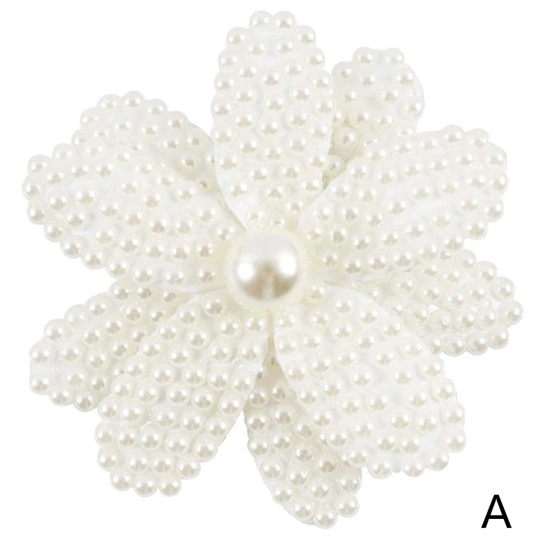 

White Pearl Floral Bows Hair Clips Kids Boutique Layers Bling Barrette Princess Hair Accessories