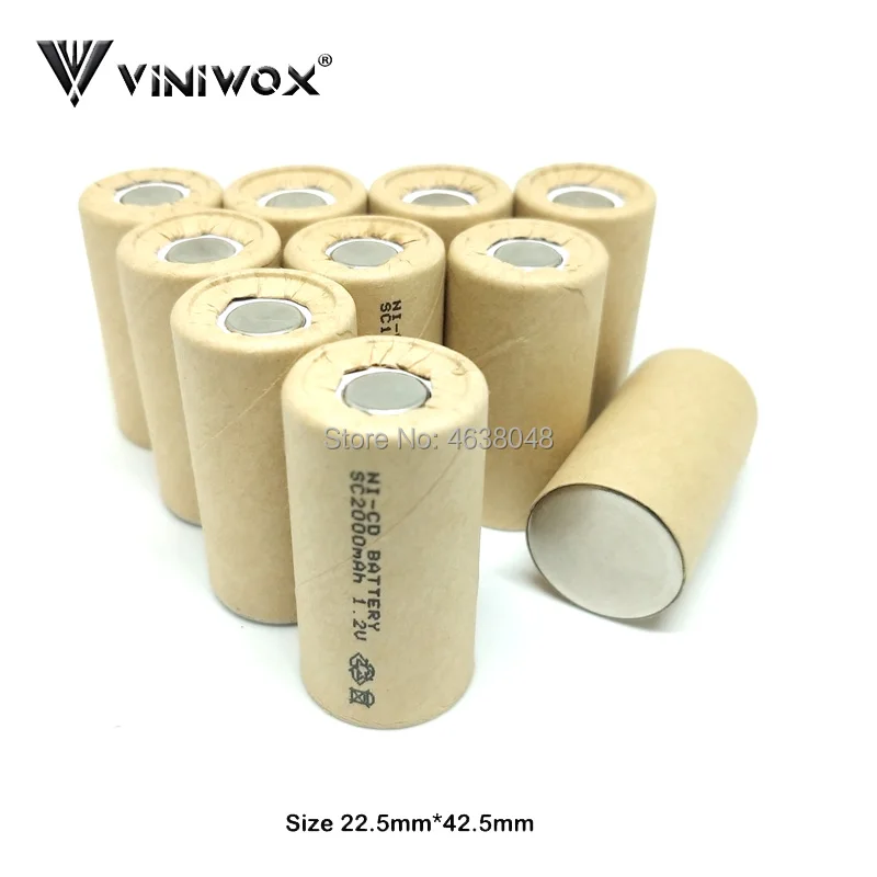 

SC 2000mAh 1.2V Ni-CD Battery Cell Power Tool Battery Electrical Tools Subc Rechargeable Batteria NICD Accumulator DIY To 12V