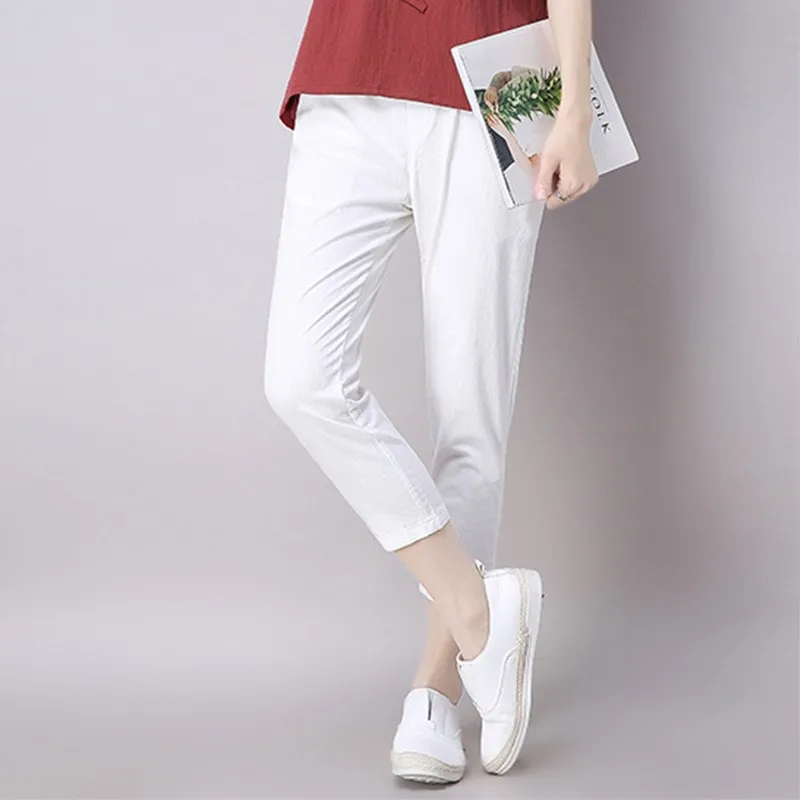 Plus Size 2019 Summer Women Solid Pants Loose Casual Pencil Harm Pants Women Soild Cotton Linen Ankle-Length Trousers Plus Size 2019 Summer Women Solid Pants Loose Casual Pencil Harm Pants Women Soild Cotton Linen Ankle-Length Trousers