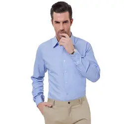 Случай Для мужчин рубашки Стильные и Slim Fit сетке с длинным рукавом Spread Collar classic блузка деловые Рабочая Рубашка Для мужчин топы