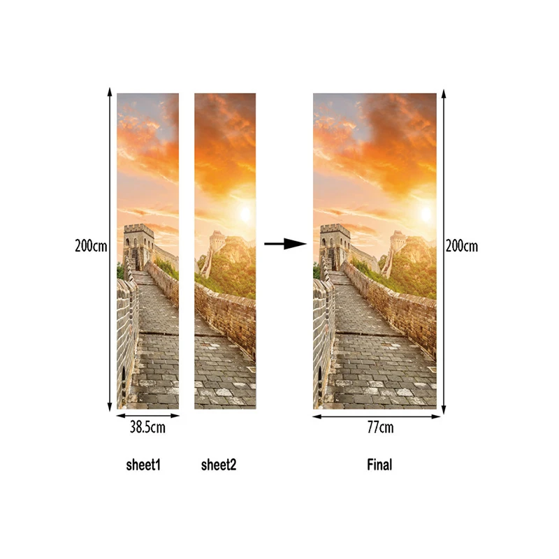 1 * جدار ملصقا 3D خزانة الباب جداريات ملصق PVC القابل للإزالة ملصق ديكور المنزل 77*200 سنتيمتر