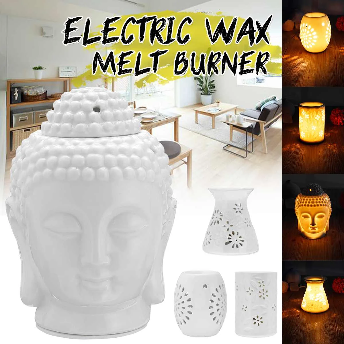 

25W Electric Wax Melt Burner Hollowing Candle Oil Burner Perfume Diffuser Aroma Aromatize Lamp Wax Granules Air Clean Home Decor