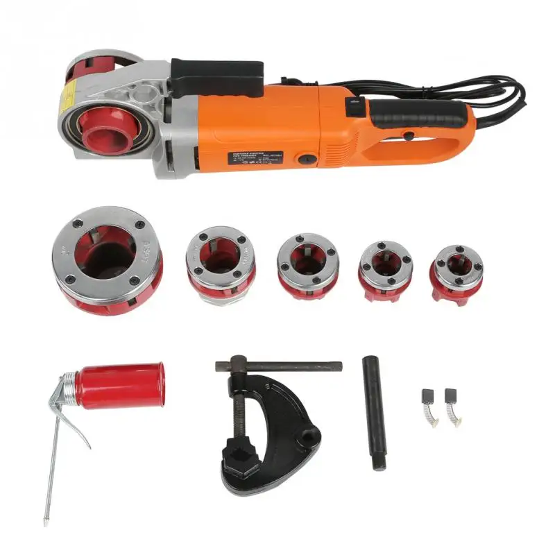 Portable Handheld 220V Electric Pipe Threader With 6 Dies Threading Machine New