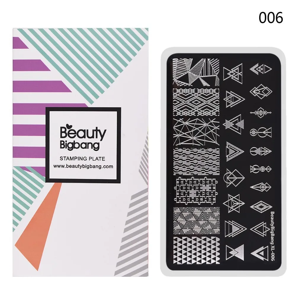 Штамповка для ногтей BeautyBigBang 6*12 см геометрический узор трафареты дизайна шаблон