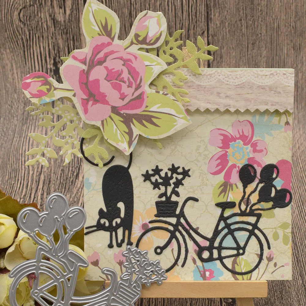 

Cat Bicycle Metal Cutting Dies For Scrapbooking Paper Card Album Decoration Embossing Template Craft Dies