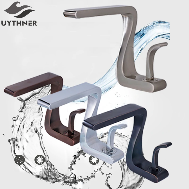 

Uythner Multiple of Thicker Bathroom Basin Faucet with Curved Handle Mixer Tap Factory Outlet