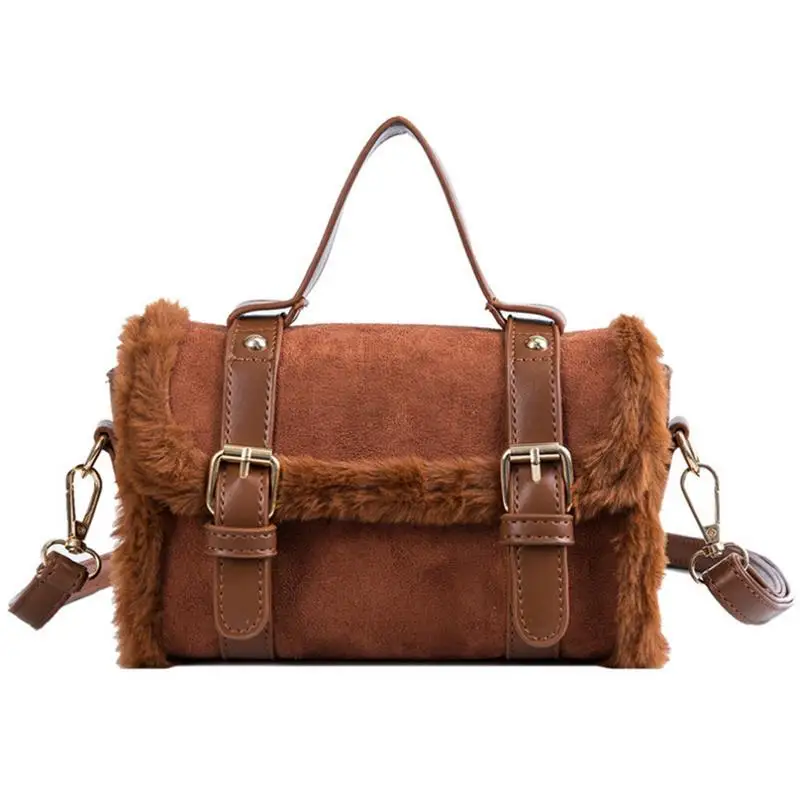 

Plush Stitching Retro Small Square Bag Sling Shoulder Messenger Crossbody Hand Bags Handbag Handbags Mini Fashion Ladies Tote