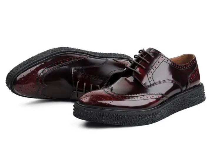 Décontracté Smart Sculpté Piste Gradient De Cuir Hommes Hauteur Plateforme Black Habillées Lacets Semelle En red Brevet Richelieu Véritable Croissante À Chaussures TKu1lFJc3