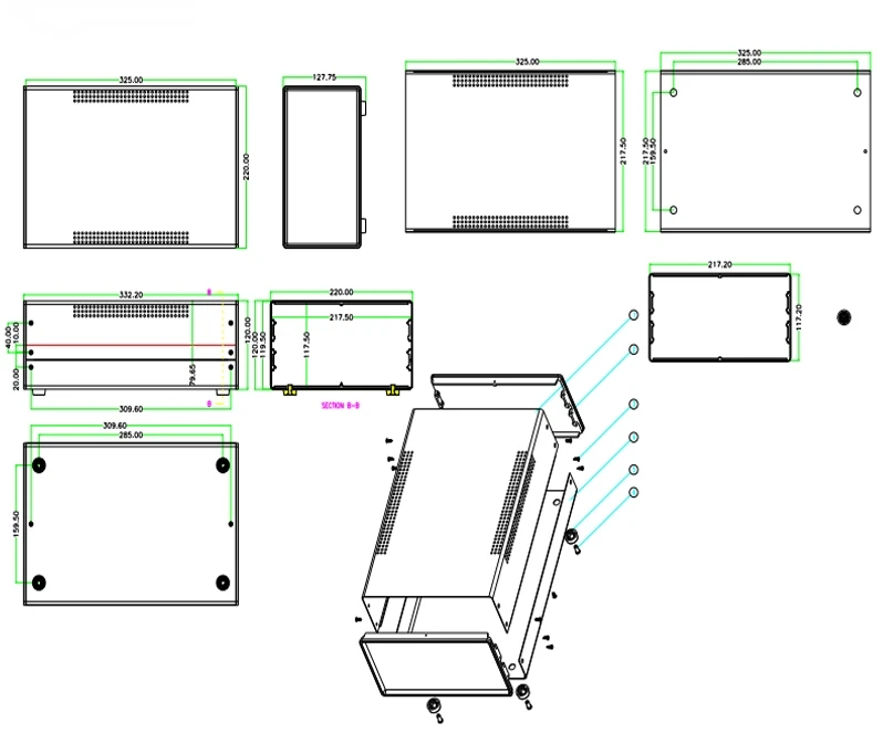 325*220*120 мм Железный корпус для проекта diy чехол для прибора PCB дизайн проволочная Соединительная коробка металлическая электрическая распределительная розетка коробка