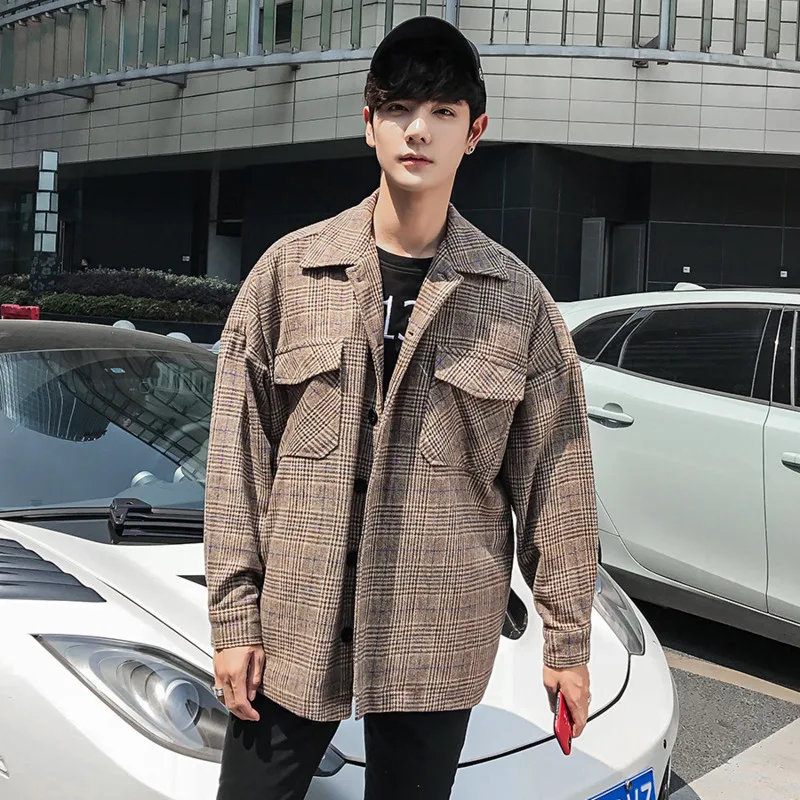 Lâche M Homme Casual Automne Grey Dark Outwear Bombardier Streetwear Hiver Hommes Pilote khaki Vêtements Male Veste 2xl Plaid Rétro Manteau Nouvelle Mode 0qSAxT0w