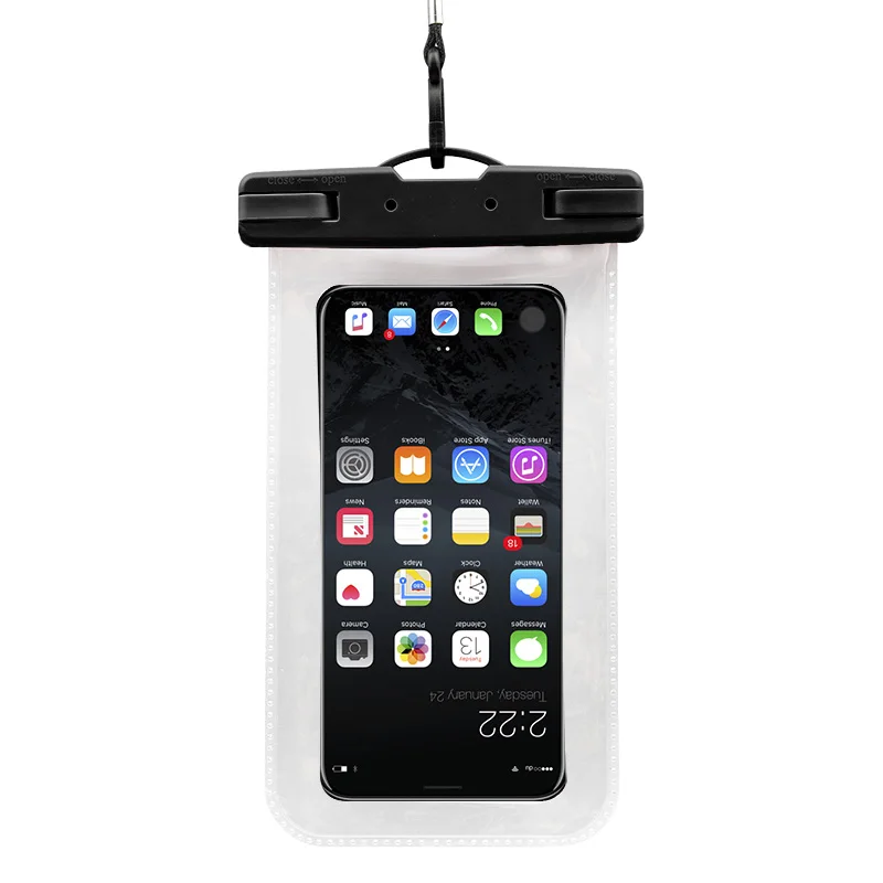 

2019 new swimming bag mobile phone waterproof bag for iphone 6plus 7 8 Huawei all models 6.4 inch universal with lanyard