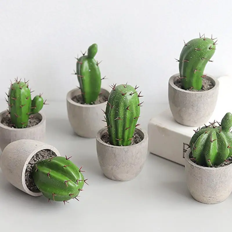 

AUGKUN Cactus Simulation Plant Bonsai Desktop Artificial Cement Potted Cactus Small Ornaments Interior Home Decoration