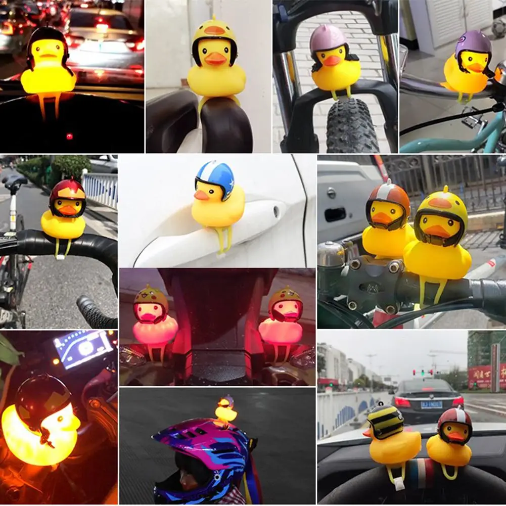 Flash Deal Bike Horn Bicycle Lights Bell Lovely Cute Duck Squeeze Helmet Electric Car Horn Lamp for Children Adults 5