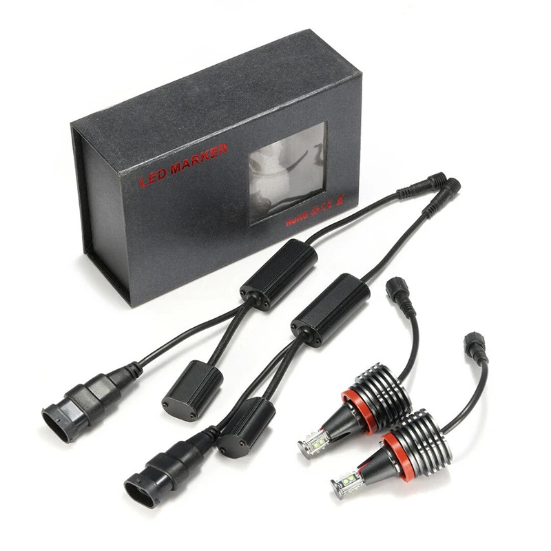 

2X 80W H8 LED Angel Eye Halo Marker Light Bulbs For BMW E90 E92 E82 E60 E70 X5