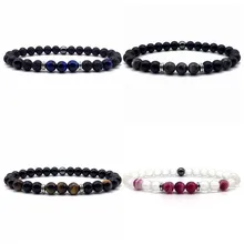 2019 Mới Thời Trang Cặp Đôi Nam Nữ Vòng Tay Dung Nham Đá Mắt Hổ Hạt 8mm Vòng Tay Cho Nam Nữ Món Quà Trang Sức(China)