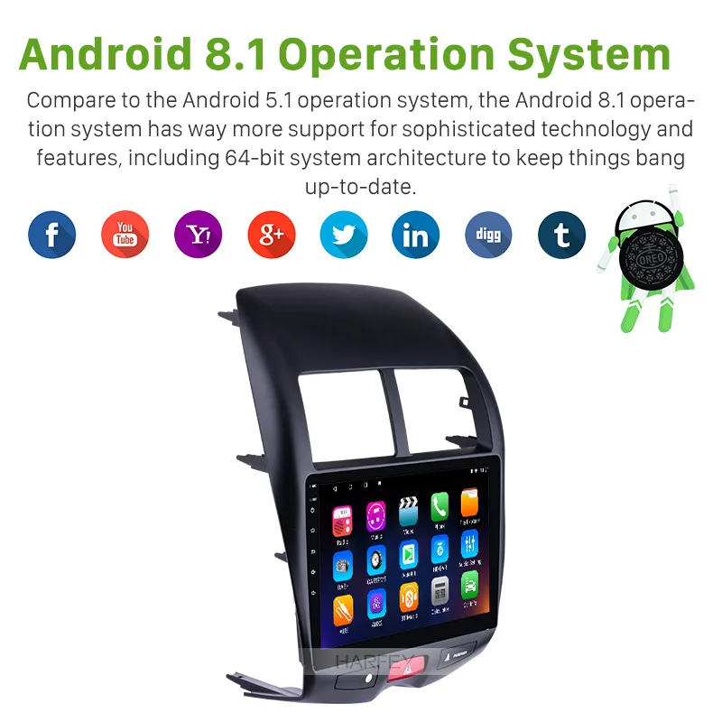 Excellent For 2010 2011-2015 Mitsubishi ASX Peugeot 4008 Harfey Car Multimedia player 2DIN Android 8.1 GPS Navigation radio stereo 1