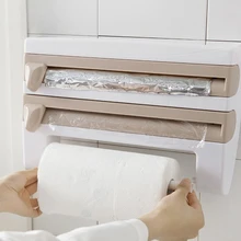 Многофункциональный кухонный стеллаж для хранения пленки для соусов и бутылок, диспенсер для бумаги, полка для консервантов, кухонные принадлежности