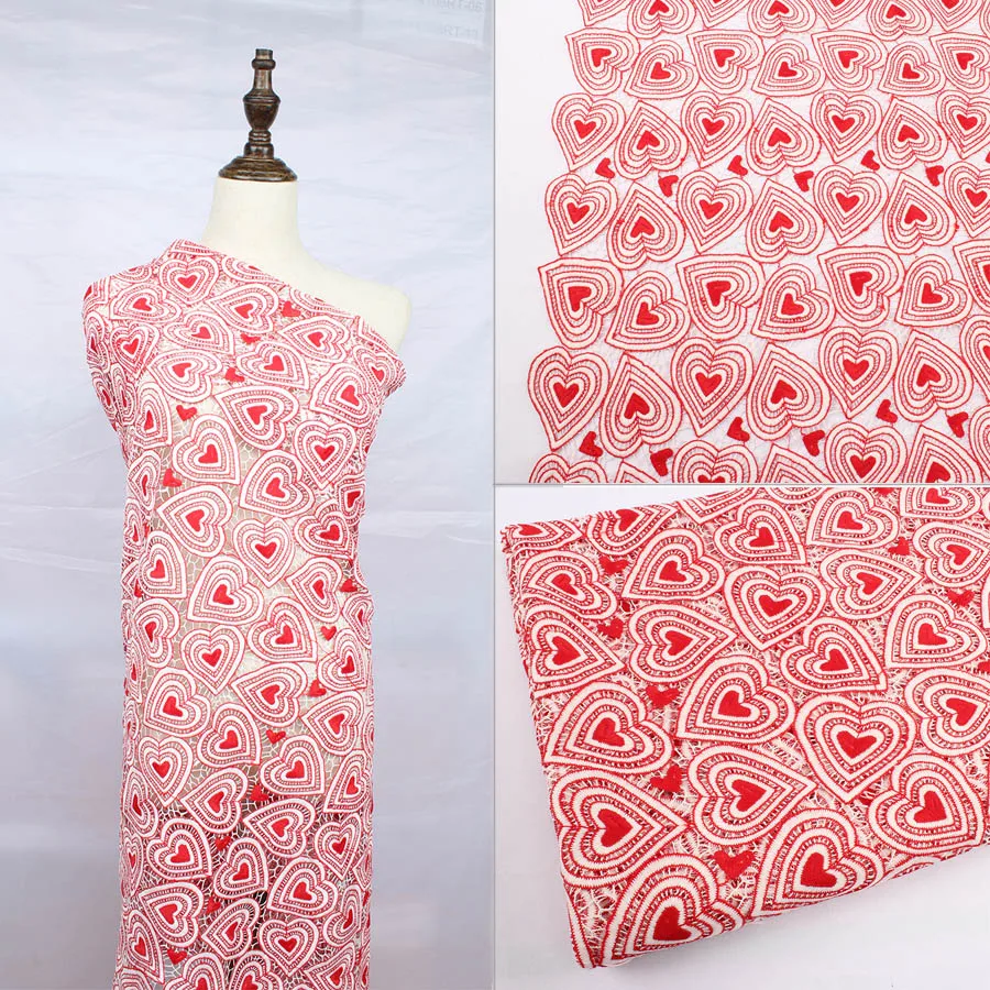 

Water soluble processed lace lovely hearts hollowed embroidery fabric women clothes diy making accessories