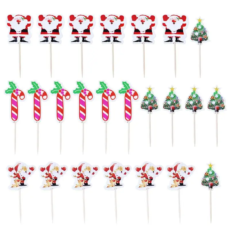 24 CANDY CANE CHRISTMAS HOLIDAY CUPCAKE PICKS BAKERY CAKE PARTY DECORATION