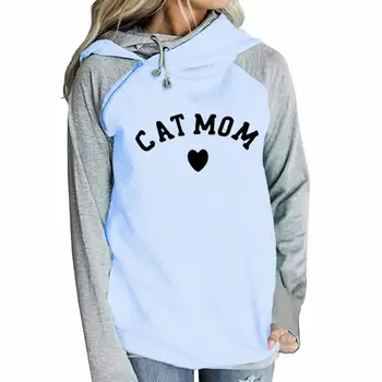 

2019 New Fashion CAT MOM Print Sweatshirt Femmes Hoodies Women Tops Kawaii Youth Print Thick Sweatshirts Dropshipping
