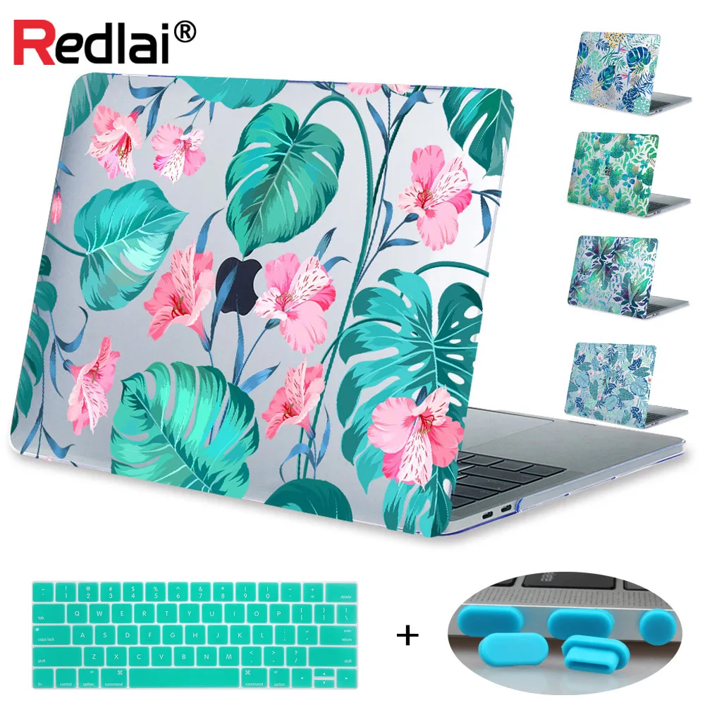 Чехол Redlai с цветочным принтом для Macbook Air Pro retina 11 12 13 15 чехол ноутбука Mac book Touch Bar 2019