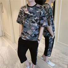 Г. рисунок человек Fivepence рукав T Весна Xia Kuansong Motion костюм студенческий Камуфляжный костюм для пар Tz627p65